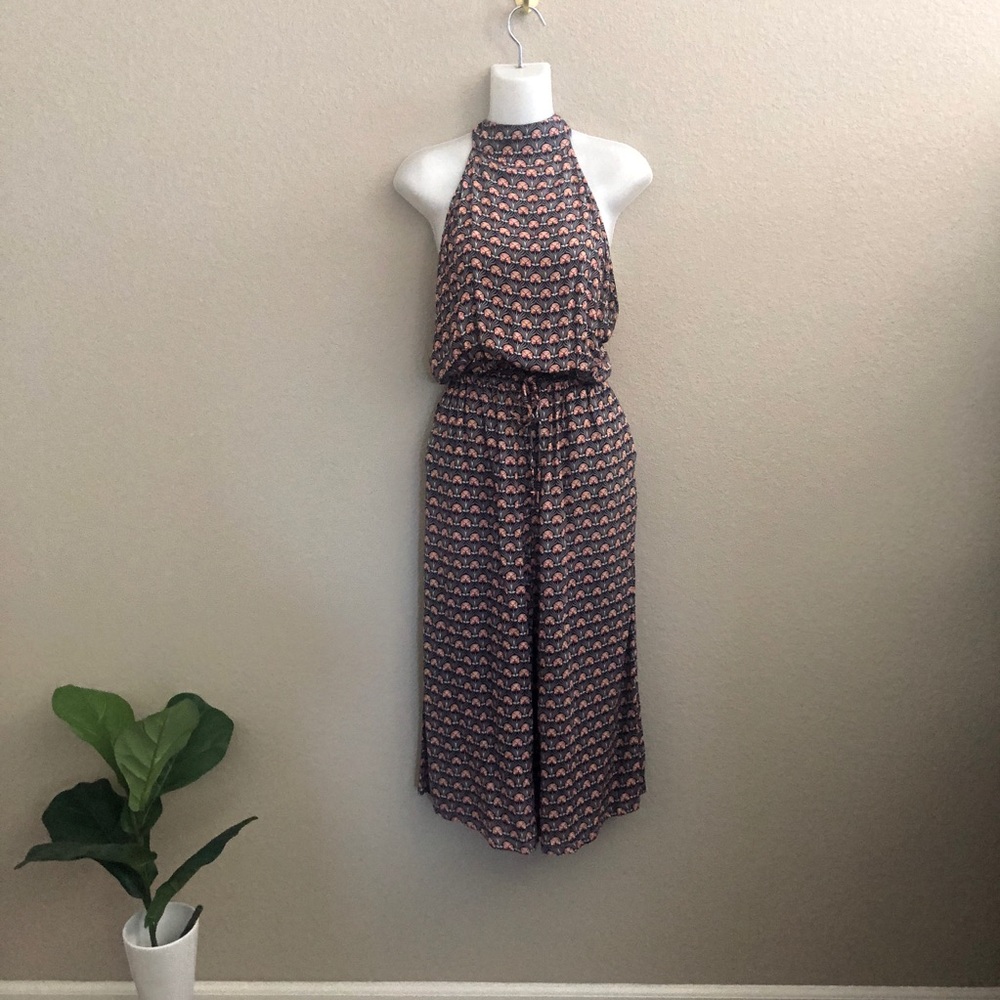 3/$20 Olivaceous Halter Printed Short Jumpsuit